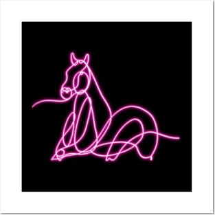 Running Neon Horse Posters and Art